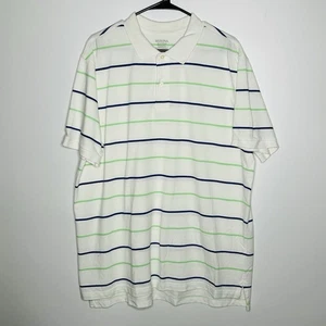 Merona The Ultimate Polo Classic Fit XL Mens White Blue Green Striped Shirt - Picture 1 of 6