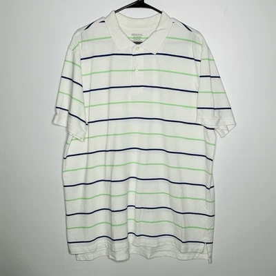 Camisa a Rayas Merona The Ultimate Polo Calce Clásico XL Para Hombre Blanca Azul Verde Foto 1 de 4
