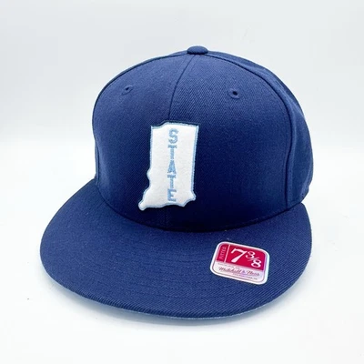 Sombrero Mitchell & Ness Indiana State Sycamores ajustado 7 3/8 azul marino 100 % lana Foto 1 de 4