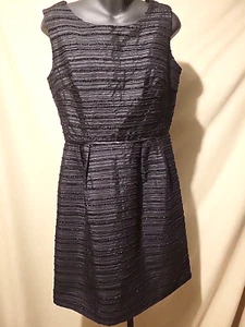 Cynthia Rowley Black Shimmer Stripe Dress Textured Party Size 10 - Picture 1 of 6