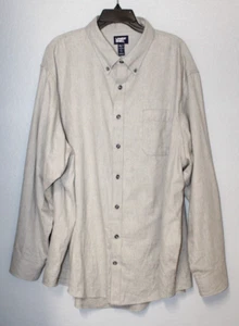 NEW Lands' End Men Big Tall 3XLT Gray Chamois Flannel Button Down Shirt NWOT - Picture 1 of 6