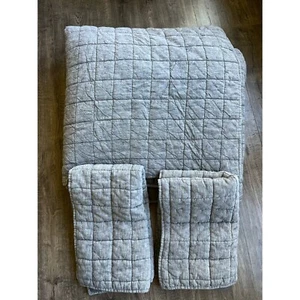 Trapunta WEST OLM lino King/Cal King grigio punto quadrato + 2 federe king - Foto 1 di 6