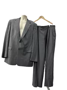 VINTAGE Burberrys Blazer Gray Plaid Wool Suit Jacket USA 44XL Pants 40x32" - Picture 1 of 21