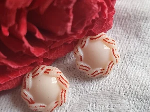 Duo boutons en verre rose rouge à pied  petit 1,4 cm D14H - Picture 1 of 3