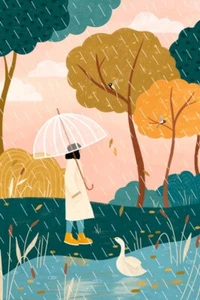 Autumn Walk by Bea Muller Giclee Art Print Paper or Canvas Ships Free - Picture 1 of 3