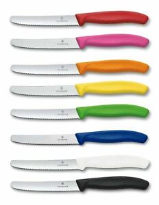 VICTORINOX Swiss Made 4 Inch Blade Kitchen Paring Knife -Serrated With Round Tip