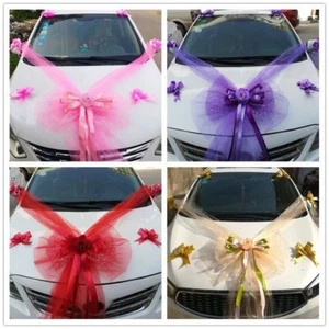 Coches Boda Decoración Kit Organza Flor Bola Cinta Arco Guirnalda Envoltura Fiesta Baile de graduación - Imagen 1 de 8
