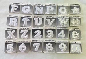 LOT OF 85 ~ WHITE 1.5” Joy Letter Shop IRON STICK ON EMBROIDERED LETTERS - Picture 1 of 3