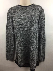 John H Black and White Knit Long Sleeve Top Zip Sides Size Medium - Picture 1 of 4