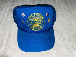 Vintage SOUTHERN PACIFIC LINES Railroad Mesh Trucker Hat 30yr BRT Lapel Pin + - Picture 1 of 20