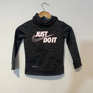 Nike Just Do It Dri Fit Hoodie Childs Youth 4/XS Gray                        - Picture 1 of 7