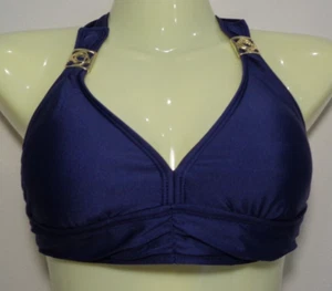 Antonio Melani Size D Cup REMOVABLE SOFT CUPS SLIDER HALTER Navy New Bikini Top - Picture 1 of 17