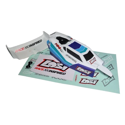 Losi Mini Body & Wing / Spoiler Factory Painted & Deacled White Blue Green - Image 1 of 4