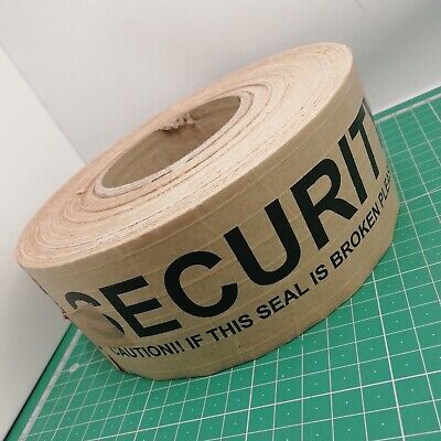 SECURTITY PRINT Brown Reinforced Gummed Water Activated Tape 70mm Tamper Evident • 10.49£