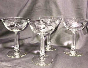4er Set ~ Brookdale geätzte/mundgeblasene Kristall Sektgläser von Libbey Glas - Bild 1 von 9