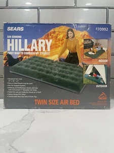 Sir Edmund Hillary Camping Twin Size Air Bed Portable Velvet 73x39 Vintage Sears - Picture 1 of 4