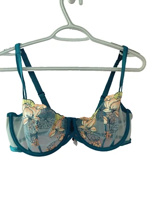 Adored by Adore Me Bra Women Size 36 DDD Sheer Blue Underwired Lace - Image 1 of 4