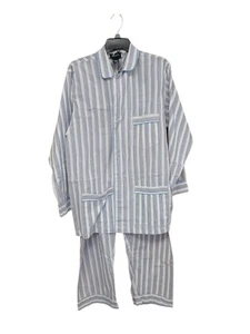 Vintage Christian Dior Monsieur Mens Pajamas Set Striped Drawstring Waist Large - Picture 1 of 5