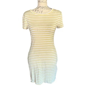 RVCA Green White Rover Striped T Shirt Body Con Soft Stretch Dress Size Small - Picture 1 of 5