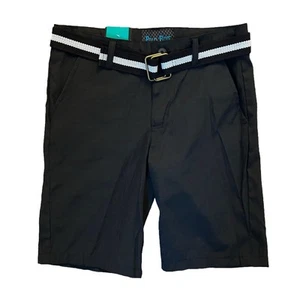 Bold Blue Boys Belted Shorts 9" Black Standard Fit Pockets Textured Size 14 NWT - Picture 1 of 15