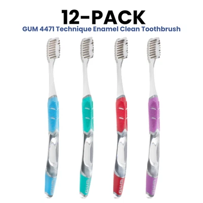 12-PACK: GUM 4471 Technique Enamel Clean Toothbrush, Compact, Soft Bristles - Image 1 of 3