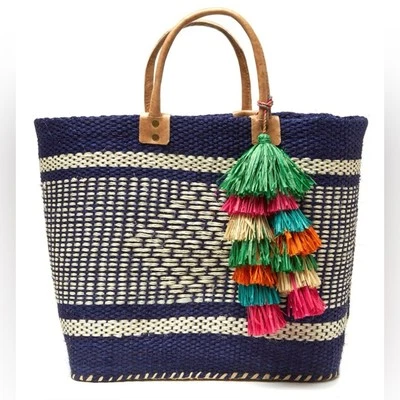 MAR Y SOL Ibiza Beach Tote Bag Cornflower Blue Cream RARE COLOR! - Image 1 of 4