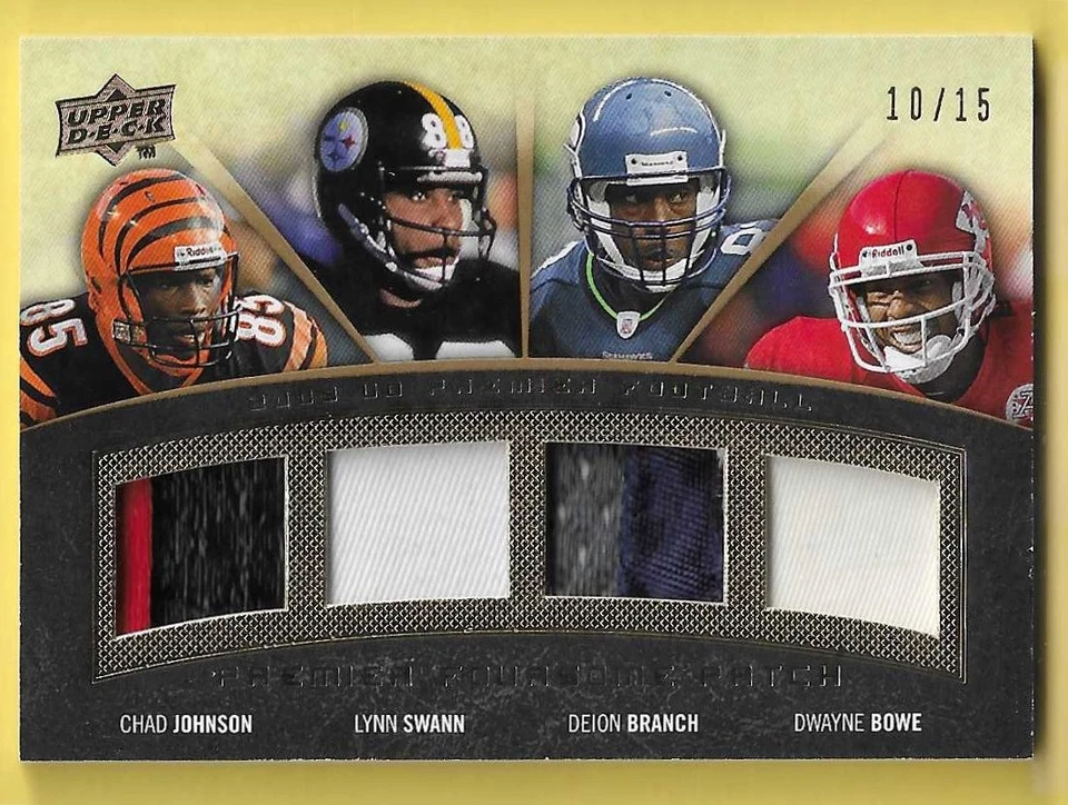2008 UD Premier Foursome Patch Johnson/Swann/Branch/Bowe GU нашивки 10/15 - Изображение 1 из 1