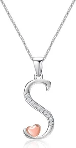 Collar inicial de plata de ley 925 Mesovor para mujer, letra S, (rápido gratis🚚) - Imagen 1 de 4