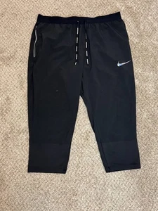 RARE MENS NIKE WILD RUN RUNNING PANTS 3/4 CROP Black AR4638 Size XL Reflective - Picture 1 of 11