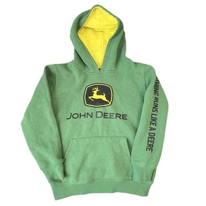 John Deere Hoodie Pullover Sweatshirt Boys Girls Small 7 Green Nothing Runs Like - Picture 1 of 6