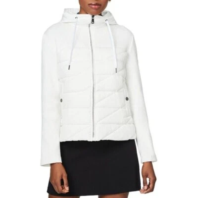 Chaqueta con Capucha Acolchada Combo Tejido Blanco Bernardo L145611 Mujer Talla M Foto 1 de 4
