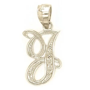14k Yellow or White Gold Initial Letter J Alphabet A-Z Charm Pendant - Picture 1 of 164