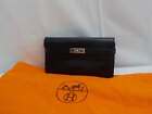 Auth Hermes Leather Kelly Long Walet Black 8C060420r"