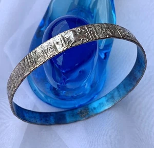 Alter Vintage versilberter Kupfer Mexiko Sternzeichen Armreif Armband 2-5/8" x 8 mm - Bild 1 von 4