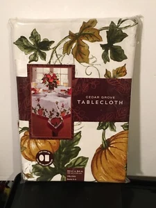 Tablecloth New Pumpkin Motif Fabric CEDAR GROVE -70" ROUND OR 60"x84" - Picture 1 of 3