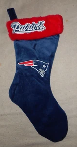 NFL New England Patriots Logo on 17" Blue and Red Christmas Stocking by FOCO - Picture 1 of 3
