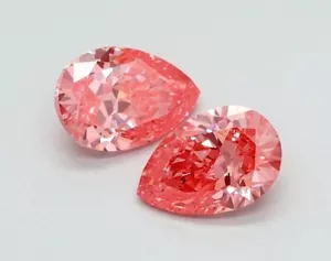 PINK PEAR Pair Fancy 0.82 Cts VS1 Lab Grown CVD Diamond for Earring - Picture 1 of 10