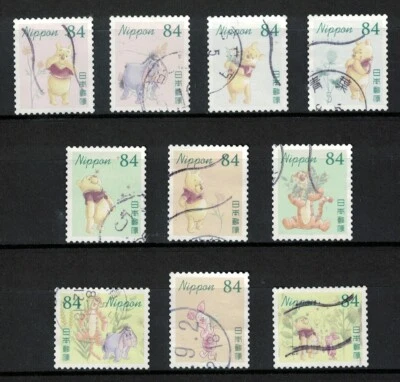 JAPAN 2023 DISNEY WINNIE THE POOH 84 YEN COMP. SET OF 10 STAMPS IN FINE USED - Image 1 of 4