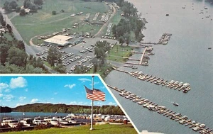 Tarjeta postal vintage de MA South Hadley Brunelle's Marina 1972 vista aérea como nueva N50 - Imagen 1 de 2
