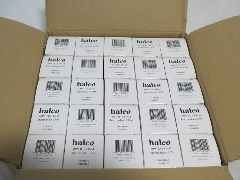 HALCO 40W R14 REFECTOR FLOOD BULB 130V 9101 BULBS DIMMABLE R14INT40 CASE OF 25 - Image 1 of 4