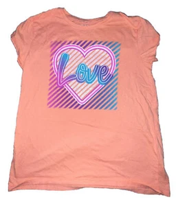 The Children's Place Girl's Love Graphic Short Sleeve T-Shirt Coral Size XL (14) - Picture 1 of 4