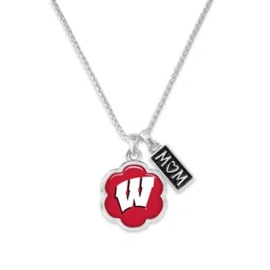 Wisconsin Badgers Mom Hazel Silver Red Chain Flower Necklace Jewelry Gift UW - Picture 1 of 1