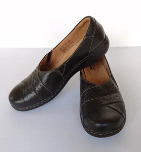 Zapatos mocasines sin cordones CLARKS Evianna de cuero negro para mujer talla 9 M - corte - Imagen 1 de 7