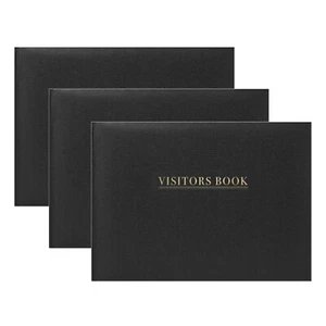 3 x Libro Visitatori Nero Ricevimento Ospiti Accesso/Out Track Trace Log per Business - Foto 1 di 10