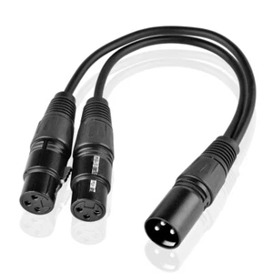 Mikrofon Stecker Kabel 3pin XLR Male to Dual 2 XLR Female Stecker Splitter 30cm - Picture 1 of 1