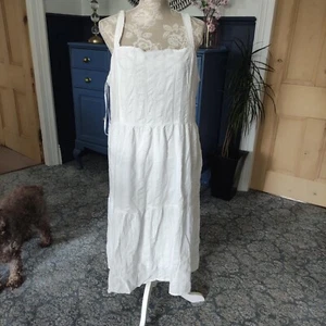BNWT White Cotton Summer Dress Size 18 - Picture 1 of 6