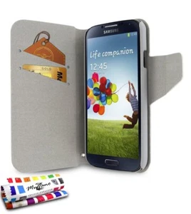 ETUI FOLIO A RABAT SAMSUNG GALAXY S4 FOLIO UV BLANC ECO-CUIR (PU) - Photo 1 sur 2