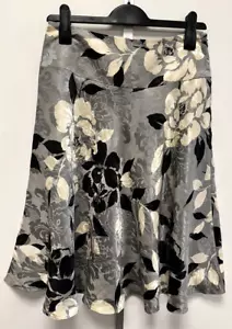 NEW! Phase Eight UK10 platinum floral linen/silk Damask floaty lined skirt - Picture 1 of 9