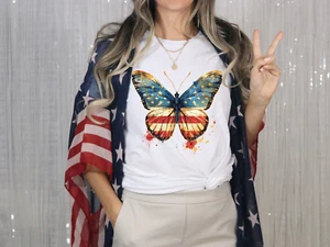 Fourth of July Butterfly Shirt, 4th of July Shirt, Independence Day Shirt - Picture 1 of 6