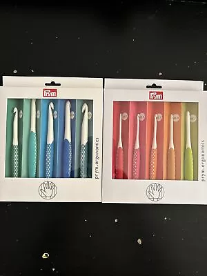 Prym Ergonomics Crochet Hook 10pc Large & Small Set Germany Hooks NEW Clover